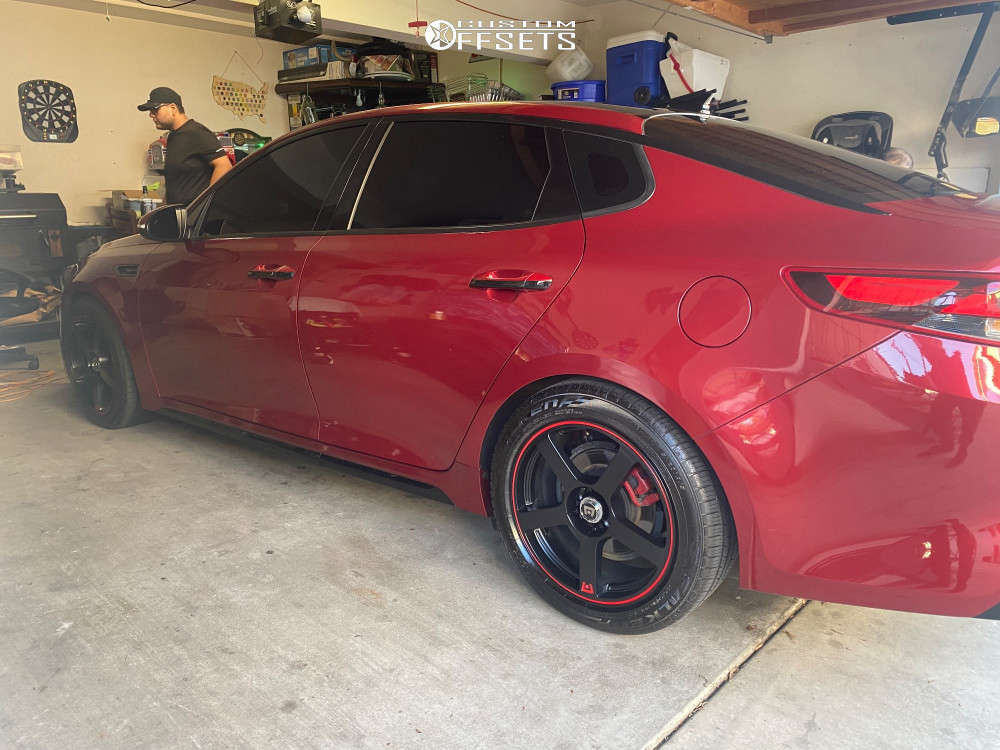 Red Kia Optima With Black Rims
