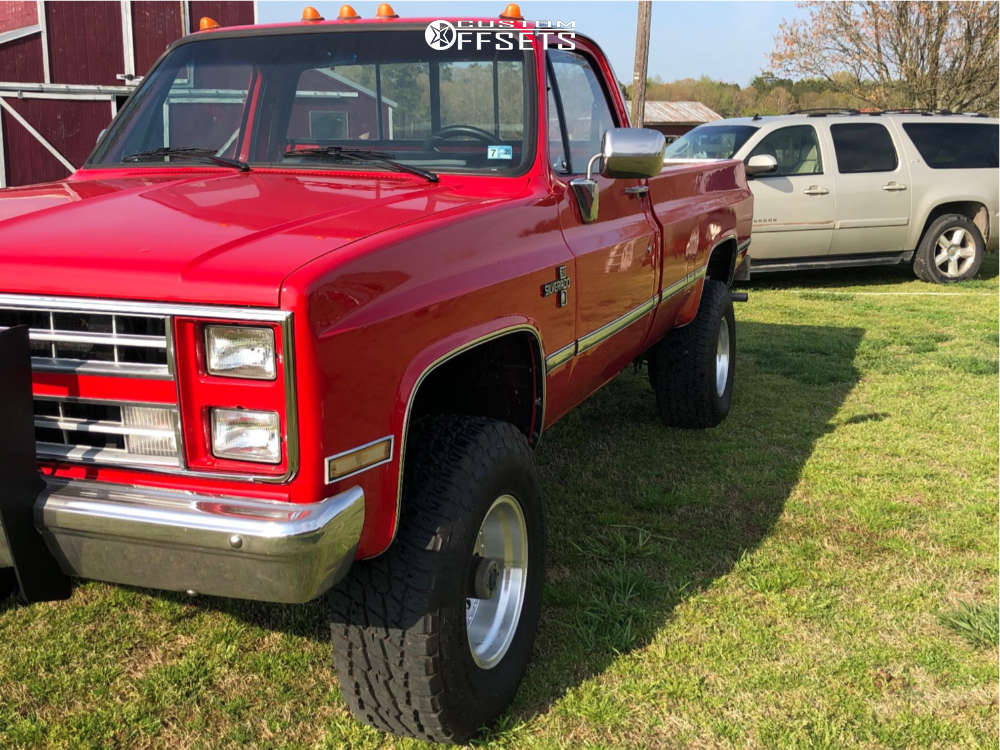 1985 Chevrolet K30 with 16x10 25 American Racing Outlaw Ii and 315