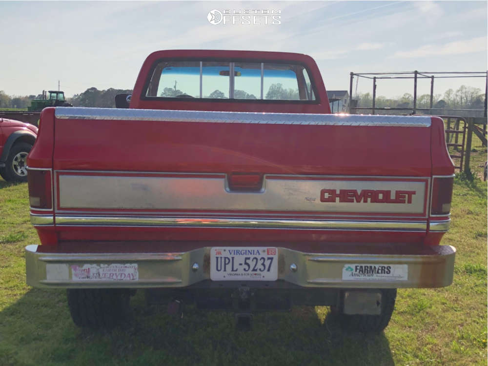 1985 Chevrolet K30 with 16x10 25 American Racing Outlaw Ii and 315