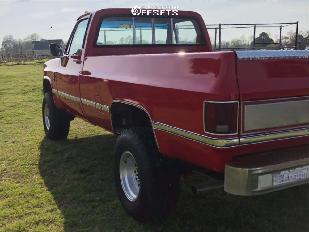1985 Chevrolet K30 with 16x10 25 American Racing Outlaw Ii and 315