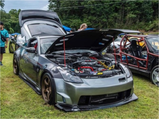 2004 Nissan 350Z with 18x9.5 22 Rays Engineering 57cr and 245