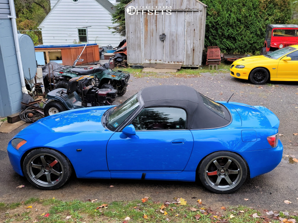 2001 Honda S2000 with 18x9.5 38 Rays Engineering Te37 and 235