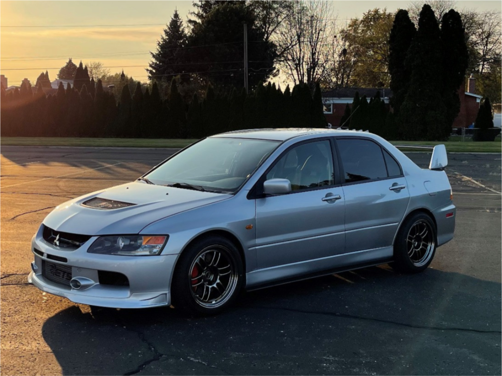 2006 Mitsubishi Lancer with 17x9.5 18 Enkei Rpf1 and 255/40R17