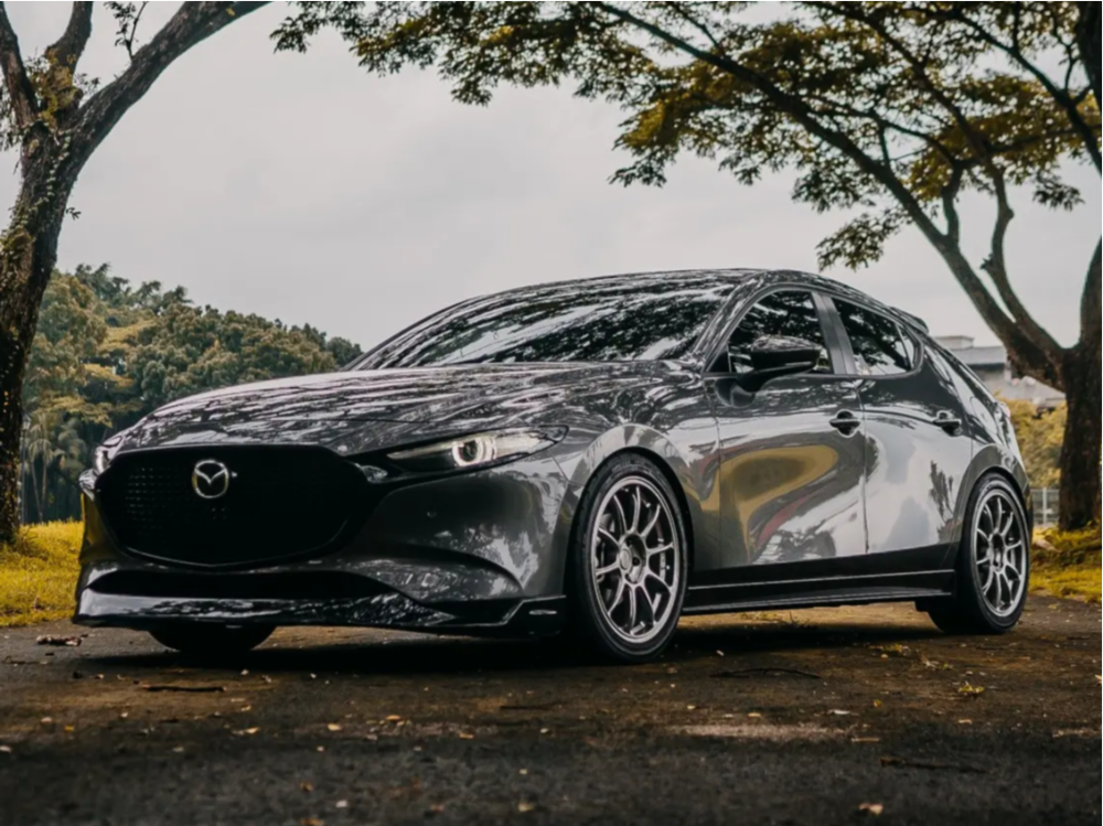 2020 Mazda 3 Sport with 18x8.5 45 Volk Ze40 and 225/45R18 Dunlop