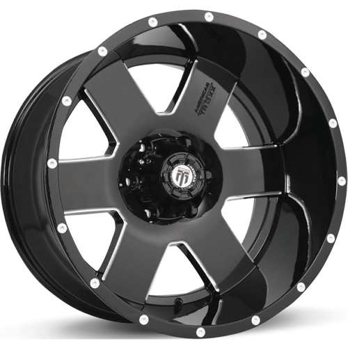 American Truxx Armor Black with Milled Spoke Edges 18x9 -12mm with 