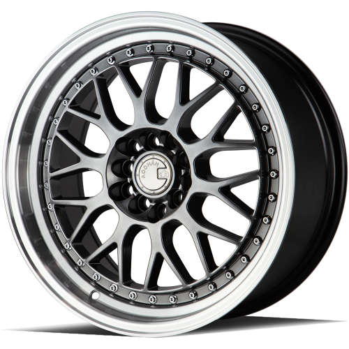 Aodhan AH02 Hyperblack with a Machined Lip 17x8 +35mm with