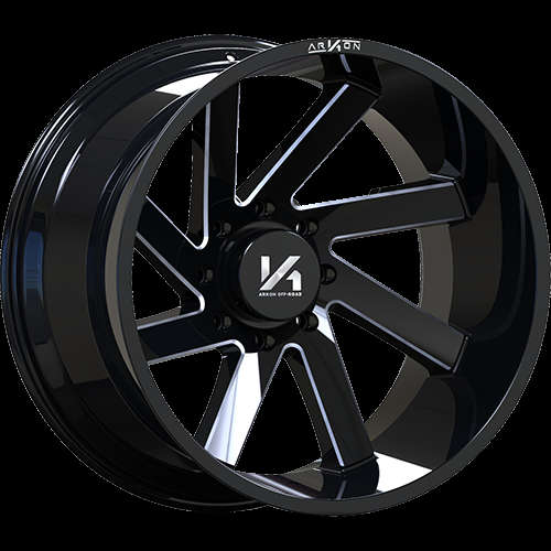 Arkon Off Road Lincoln Gloss Black With Milled Spoke Edges x10 25mm With Amp Pro At 275 65r 34 1x10 8r K 275 65amp Ca2