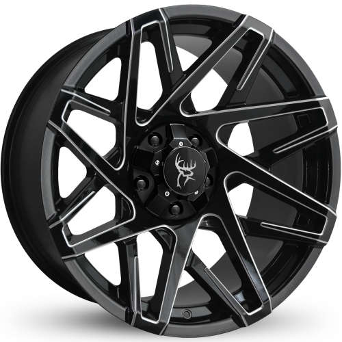 Buck Commander Canyon Gloss Black with Milled Spoke Edges 20x9 +