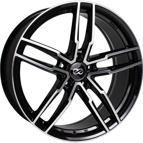 Enkei SS05 Black with Machined Spoke Faces and Outer Lip Ring 18x8 