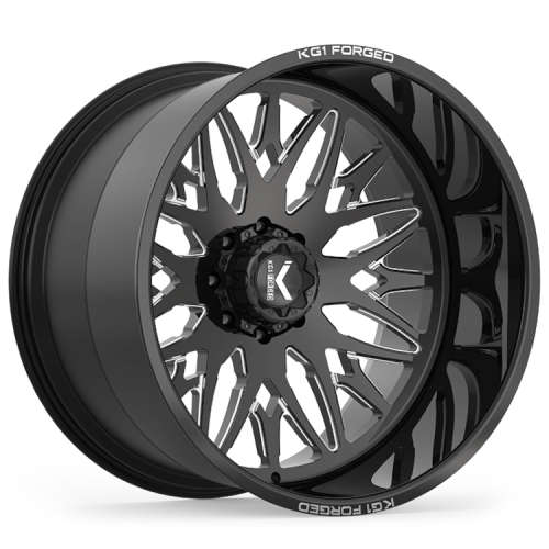 KG1 Forged Trident Gloss Black with Milled Spoke Accents 26x14