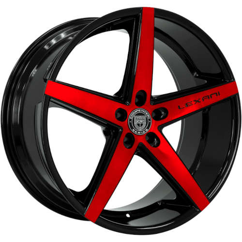 Lexani R-Four Black with Brushed Red Spoke Faces 20x8.5 +32mm with