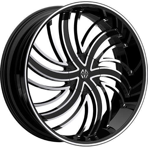 Massiv 924 Gloss Black with Machined Spoke Accents and Outer Lip 24x9 +15mm