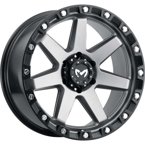 MKW Offroad M203 Matte Gray with a Black Simulated Beadlock 20x9 + 