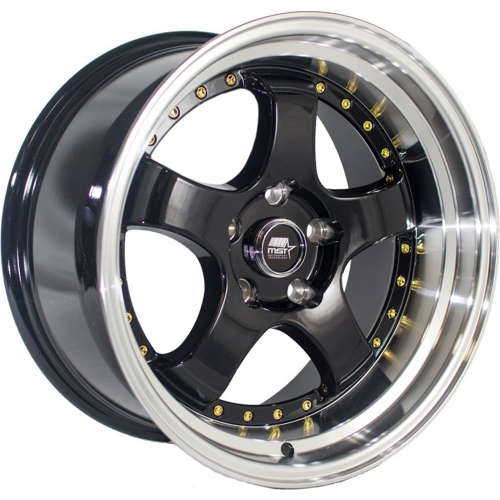 MST MT07 Black With A Machined Lip And Gold Rivets 17x9 20mm With mst-mt07-black-with-a-machined-lip-and-gold-rivets-17x9-20mm-with