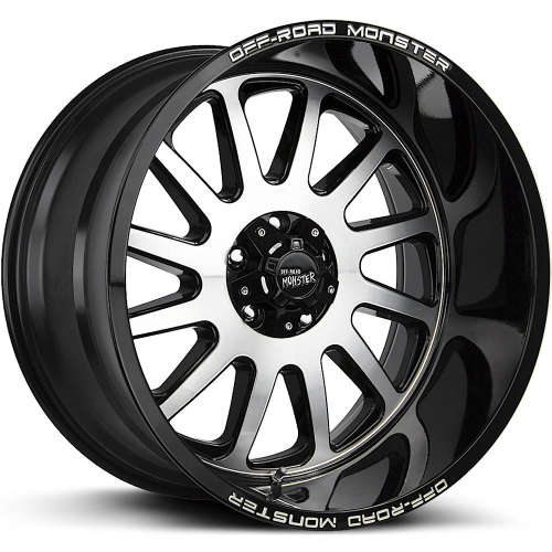 Off Road Monster M17 22x12 44 Machined Black M17212639N44GBM