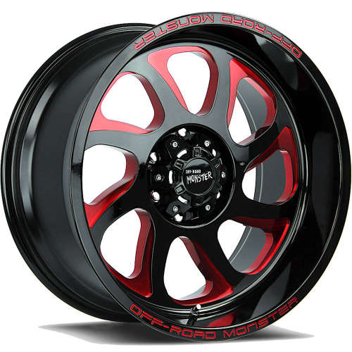 Off Road Monster M22 22x12 44 Black Red M22212870N44GBMLR Custom
