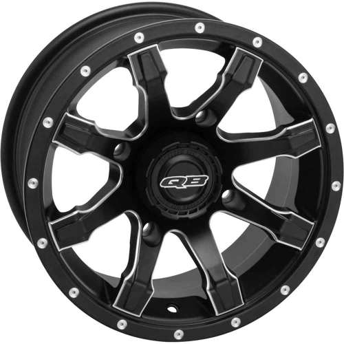 QuadBoss Grinder Gloss Black with Milled Spoke Edges 12x7 +