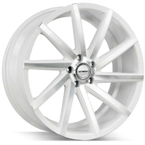 Strada Sega Gloss White with Machined Spoke Faces 22x9 +35mm with