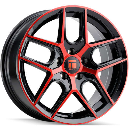 Touren TR79 Gloss Black with a Red Tint 17x8 +35mm with Falken