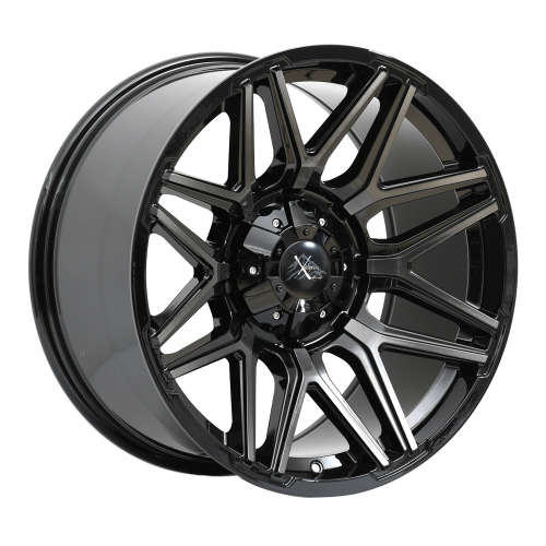 X Drive Crank Gloss Black with Brushed Spoke Faces and a Dark Tint
