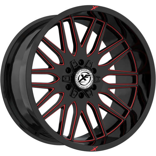 XF Offroad XF-240 Gloss Black with Red Milled Spoke Edges 18x9 0mm