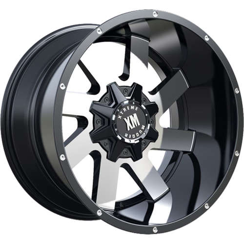 Xtreme Mudder XM-322 Gloss Black with Machined Spoke Faces 17x9