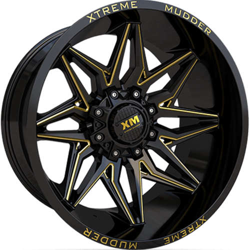 Xtreme Mudder Xm 342 22x12 44 Black Yellow Xm gbym Custom Offsets