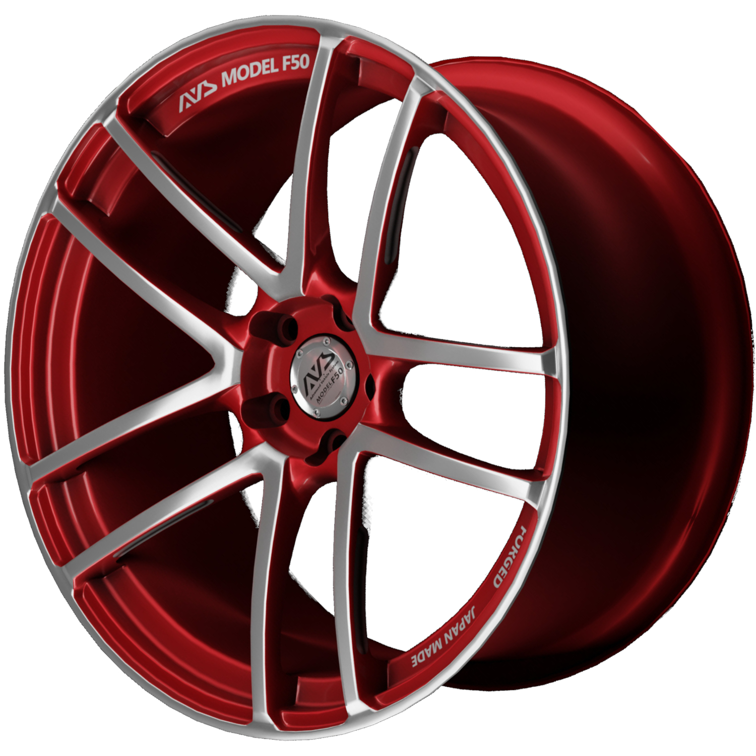 Platinum Red AVS Model F50 Wheels