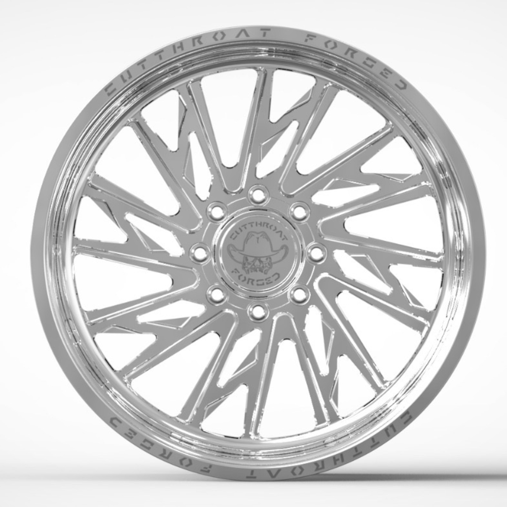 Polished Cutthroat Forged Spurs Wheels