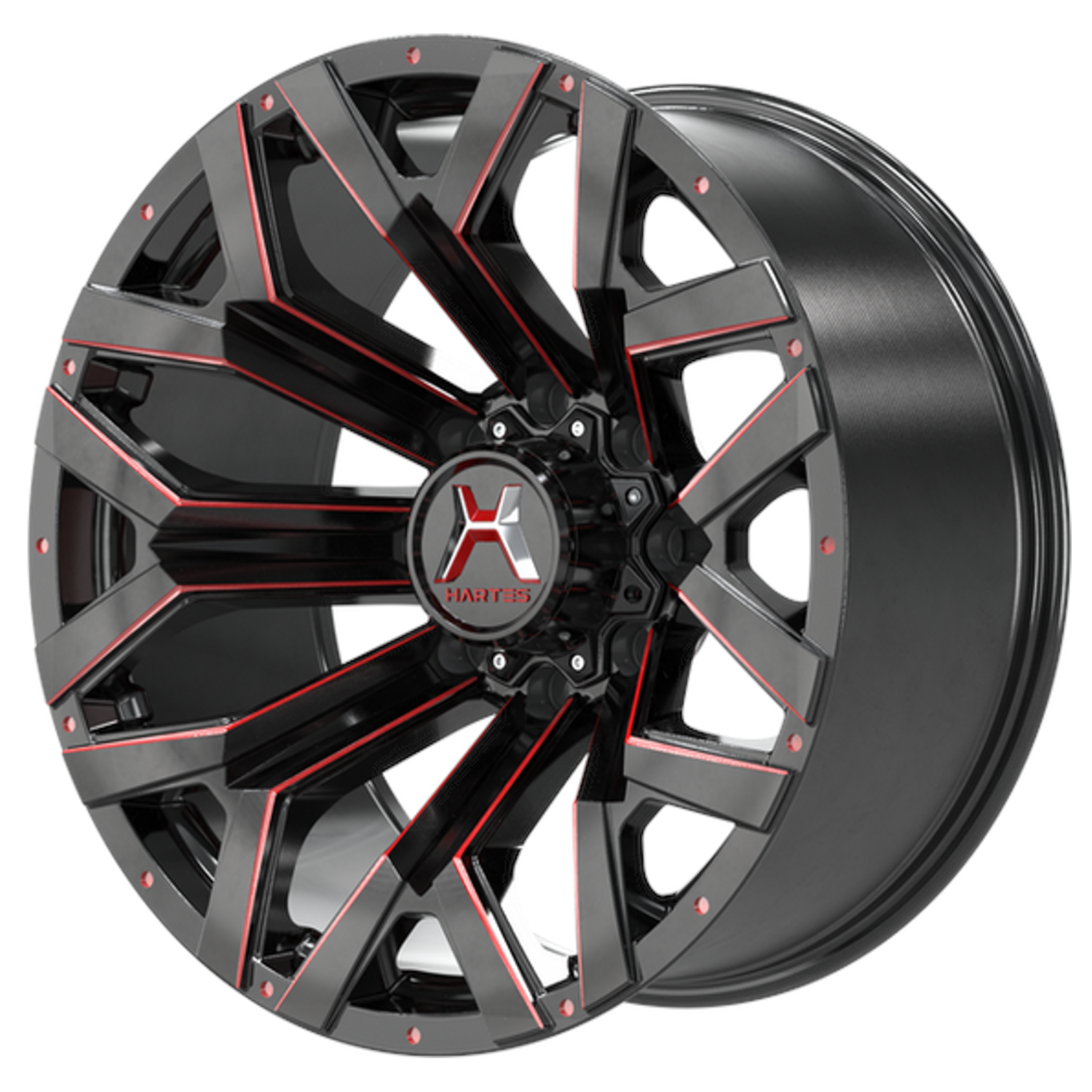 Black Red Hartes Metal Offroad Hawkish Wheels