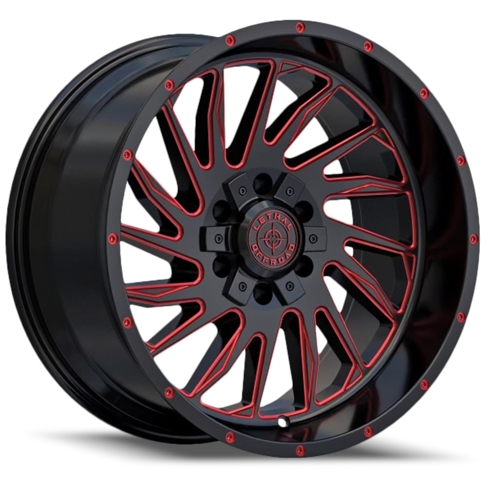 Black Red Lethal Offroad LT12 Wheels