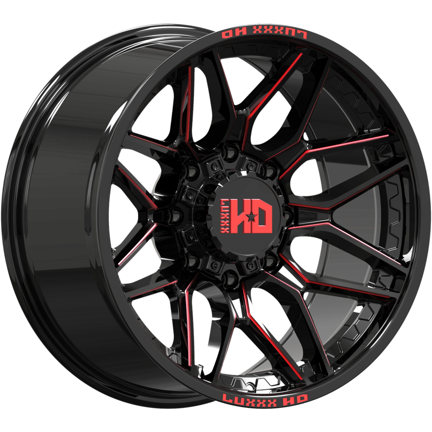 Black Red Luxxx HD LHD36 Wheels