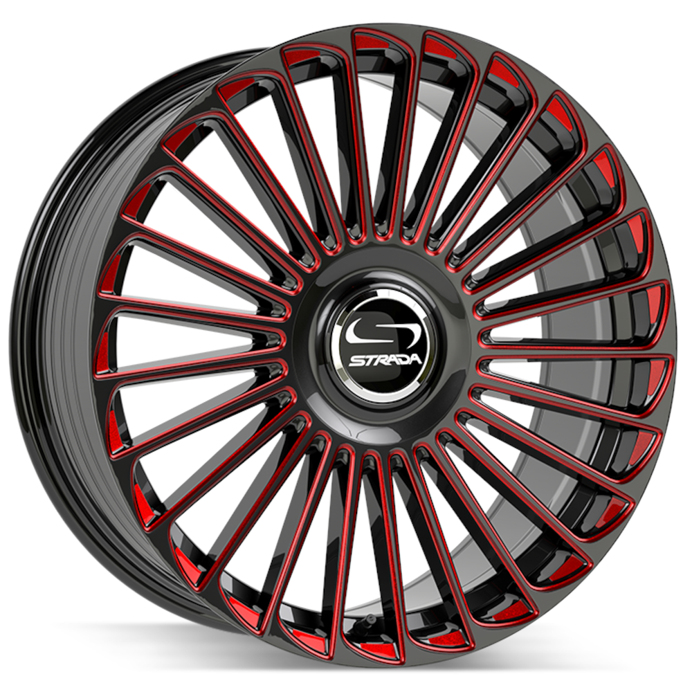 Black Red Strada Martello Wheels