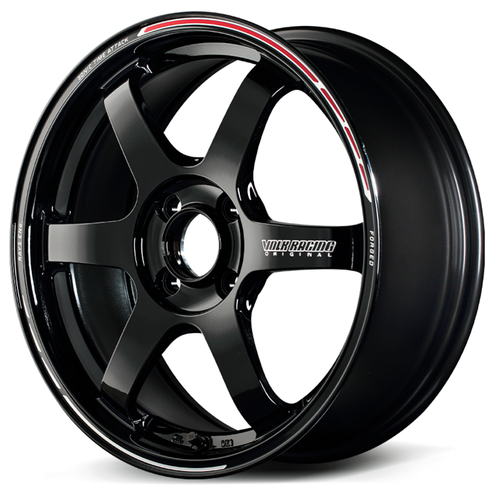Black Red Volk TE37 Sonic Time Attack Edition Wheels