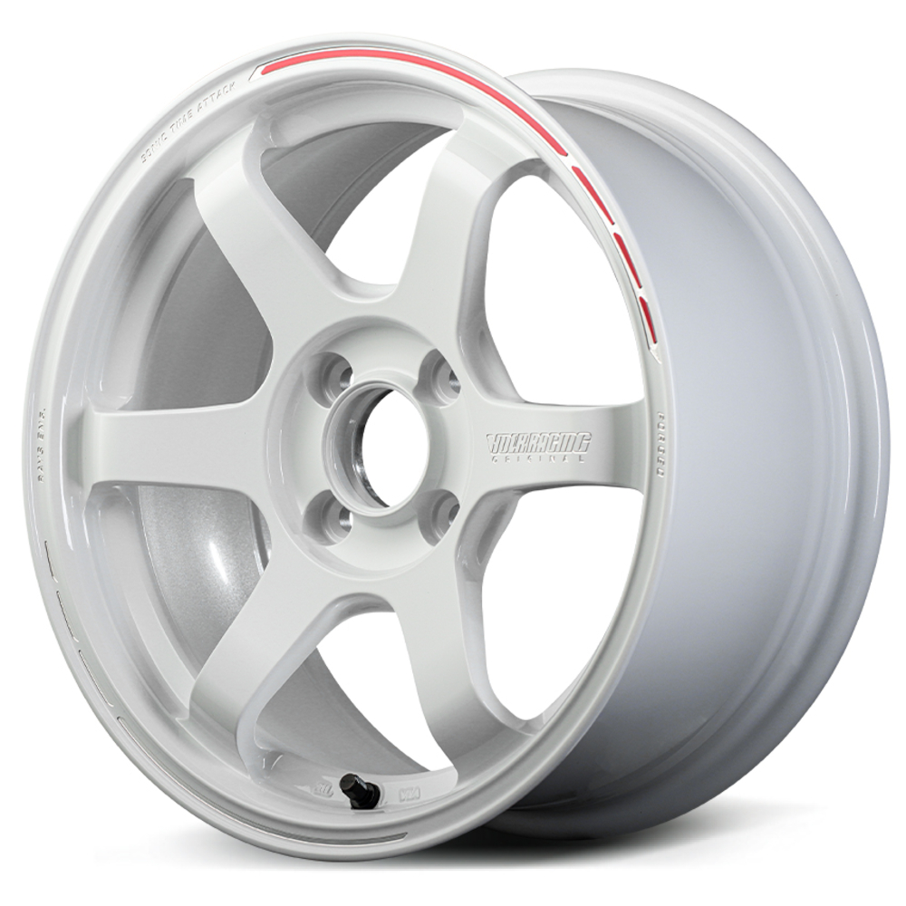 White Red Volk TE37 Sonic Time Attack Edition Wheels