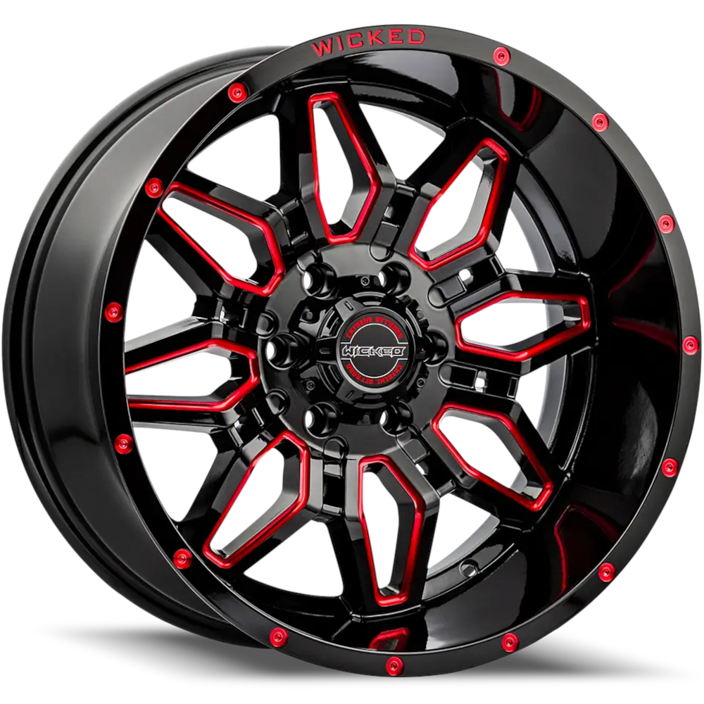 Black Red Wicked Offroad W909B Wheels